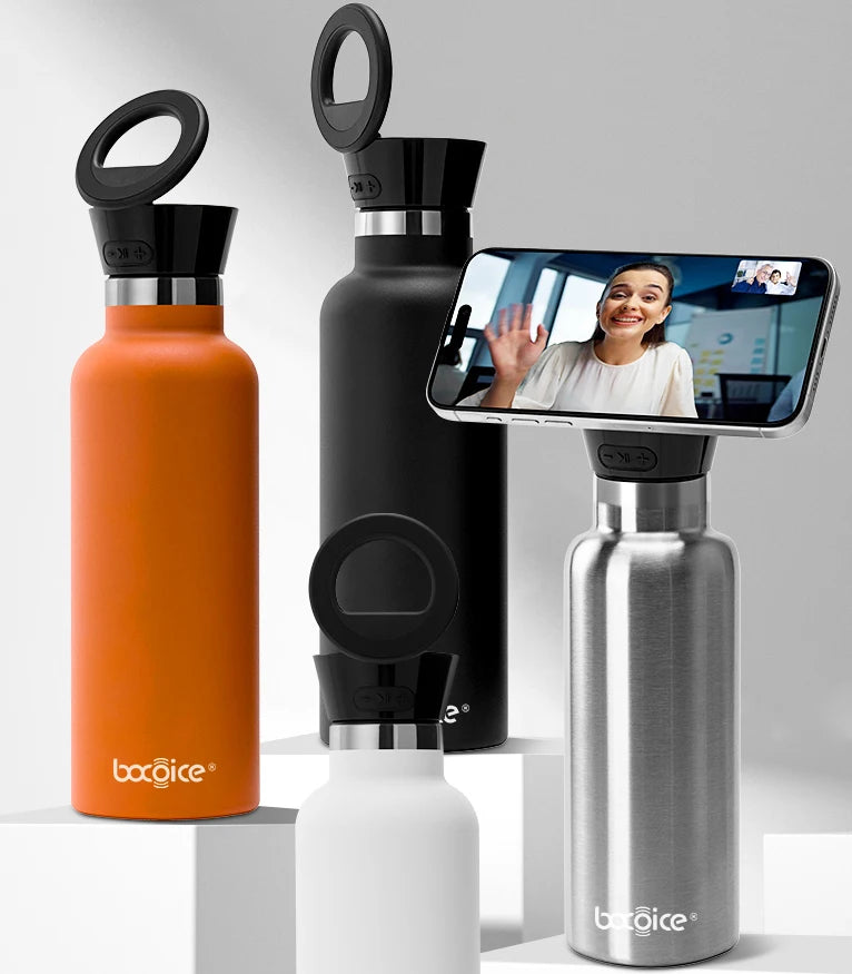 HydroSound Water Bottle - with magnetic phone holder and Bluetooth speaker