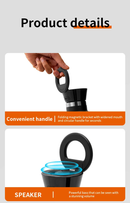 HydroSound Water Bottle - with magnetic phone holder and Bluetooth speaker